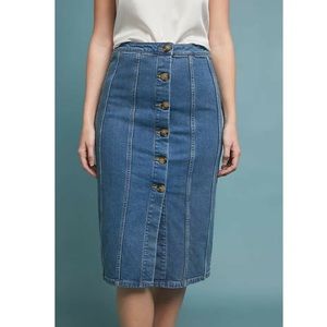 Anthro midi denim skirt